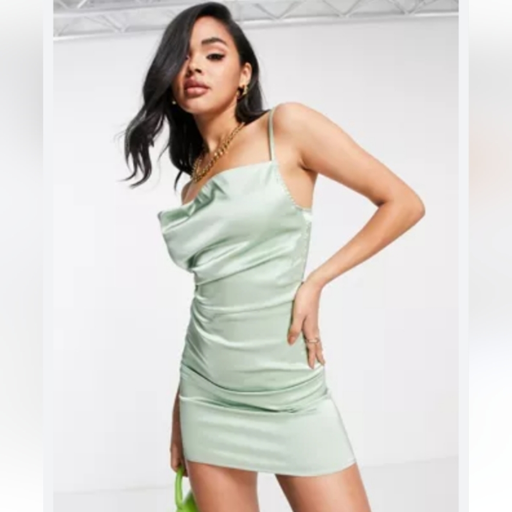 Satin ASOS sage green Dress